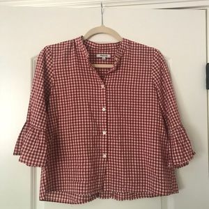 Madewell Red & White Gingham Blouse